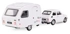 Daffi, Niewiadów, Fiat 126p z przyczepą kempingową, pojazd, model metalowy, 1:43, biały