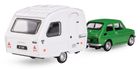 Daffi, Niewiadów, Fiat 126p z przyczepą kempingową, pojazd, model metalowy, zielony, 1:43