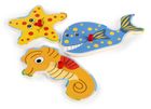 Daffi, układanka drewniana z rączką, zwierzęta morskie, 7 elementów