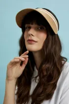 Daszek przeciwsłoneczny damski, słomiany, beżowy, Moodo