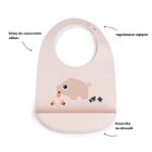 Done by Deer, Świnka Pigee, śliniak silikonowy z kieszonką, powder