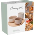 Eh Excellent Houseware, zestaw ceramicznych miseczek, na bambusowej tacy