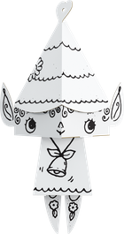 Elf. Kolorowanka 3D. Mini Cubehead Christmas