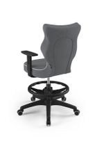 Entelo, Duo, krzesło młodzieżowe z podnóżkiem i podłokietnikami, wzrost 146-176,5 cm, ciemno szare