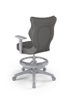 Entelo, Duo, krzesło młodzieżowe z podnóżkiem i podłokietnikami, wzrost 146-176,5 cm, ciemno szare