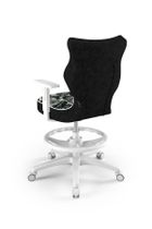 Entelo, Duo, krzesło młodzieżowe z podnóżkiem i podłokietnikami, wzrost 146-176,5 cm, czarne