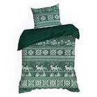 Eurofirany, świąteczny komplet pościeli, Clover, 140-200 cm, ciemnozielony