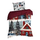Eurofirany, świąteczny komplet pościeli, Niko, 140-200 cm, czerwony