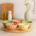 Excellent Houseware, 5 miseczek na przekąski kwiatki na bambusowej tacy