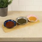 Excellent Houseware, bambusowy zestaw do serwowania z 3 porcelanowymi miseczkami