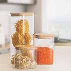 Excellent Houseware, Klar, zestaw szklanych słoików kuchennych z bambusową pokrywką, 3 szt.