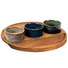 Excellent Houseware, miseczki na przekąski, na tacy, ceramiczne, 4 elementy