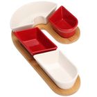 Excellent Houseware, miseczki na przekąski, na tacy, ceramiczne, 5 elementów