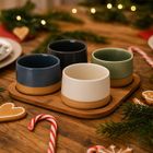 Excellent Houseware, Voyo, miseczki na przekąski na bambusowej tacy, 4 szt.