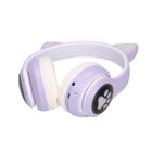 Extralink, Kids, Cat-Ear, słuchawki nauszne bezprzewodowe, bluetooth 5.0, oświetlenie RGB, fioletowe