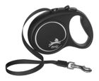 Flexi Black Design, smycz taśmowa, rozmiar M, 5m, czarna