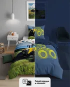 Fluo, komplet pościeli młodzieżowej, 140-200 cm + 70-80 cm, traktor
