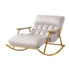 Fotel bujany podwójny ze złotą metalową podstawą, biały