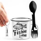 Gadget Master, zestaw upominkowy dla wędkarza: kubek emaliowany, multiniezbędnik i brelok