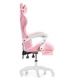 Gordon Trade, fotel gamingowy z podnóżkiem, regulowany, poduszka masująca, różowy-biały