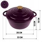 Hage, emaliowany garnek żeliwny, fioletowy, 26 cm, 5l