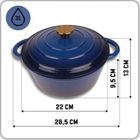 Hage, garnek żeliwny, emaliowany, niebieski, 22 cm, 3l