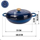 Hage, garnek żeliwny, emaliowany, płaski, niebieski, 30 cm, 3l