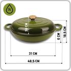 Hage, garnek żeliwny, emaliowany, płaski, oliwkowy, 30 cm, 3l