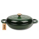 Hage, garnek żeliwny, emaliowany, płaski, zielony, 30 cm, 3l