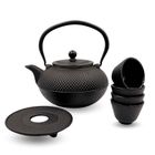 Hage, zestaw dzbanek żeliwny, z filiżankami, czarny, 4-60 ml, 1,4l