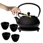 Hage, zestaw dzbanek żeliwny, z filiżankami, czarny, 4-60 ml, 900 ml