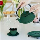 Hage, zestaw dzbanek żeliwny, z filiżankami i podgrzewaczem, zielony, 4-60 ml, 900 ml