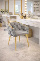 Hedo, Glamour, krzesło welurowe, złote nogi, szare