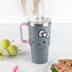 Hello Kitty, kubek do picia ze słomką i uchwytem stal, 600 ml