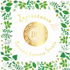 Henry, zaproszenie z kopertą, złocone, 15-15 cm, Komunia, opłatek, 5 szt.