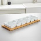 Home Styling Collection, Aion, porcelanowe miseczki na przekąski na bambusowej tacy, 9 elementów