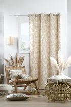 Home Styling Collection, Aner, zasłona z nadrukiem beżowych liści, 260-140 cm