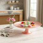 Home Styling Collection, patera na tort, na nóżce, szklana, różowa, 28 cm