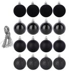 Home Styling Decoration, bombki choinkowe, nietłukące, czarne, 5 cm, 16 szt.