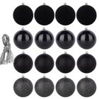 Home Styling Decoration, bombki choinkowe, nietłukące, czarne, 6 cm, 16 szt.