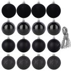 Home Styling Decoration, bombki choinkowe, nietłukące, czarne, 8 cm, 16 szt.