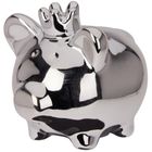 Home Styling Decoration, skarbonka, ceramiczna, srebrna, 9,5-7-8,5 cm