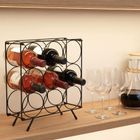Home Styling Decoration, stojak na wino, metalowy, czarny, 9 butelek