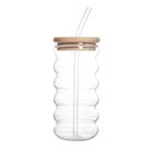 Homla, Bubbly Summer, szklanka z bambusową pokrywką i szklaną słomką, 0,45l
