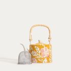 Homla, Cerri, zestaw do herbaty, musztardowy w kwiaty, 3 elementy