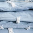 Homla, Delia, pościel, bawełniana niebieska z przeszyciami w kształcie fal, 160-200 cm