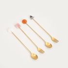 Homla, Dorelle, zestaw sztućców deserowych, złotych z ozdobnymi elementami, 4 szt.