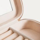 Homla, Rinas, szkatułka na biżuterię, w przeszycia w jodełkę, brązowa, duża, 20,5-10,5-6 cm