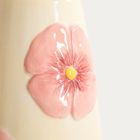 Homla, Roselle, wazon, żółty z różowymi kwiatami, 14-14-17 cm