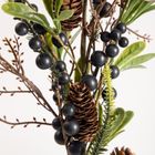 Homla, Tundra, gałązka sztuczna z szyszkami i głogiem, 60 cm